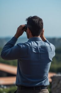leonardo phoenix 10 a man standing at a distance using binocul 1